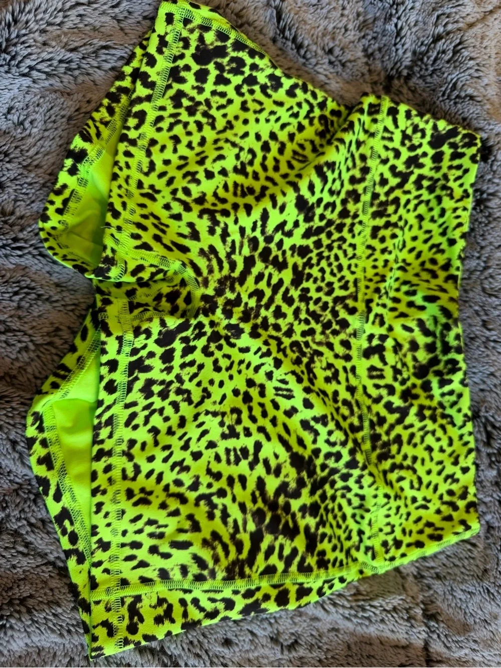 Fleo Neon Yellow and Black Leopard Athletic Shorts - Picture 1 of 3